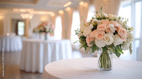 Elegant Wedding Reception with Floral Bouquet