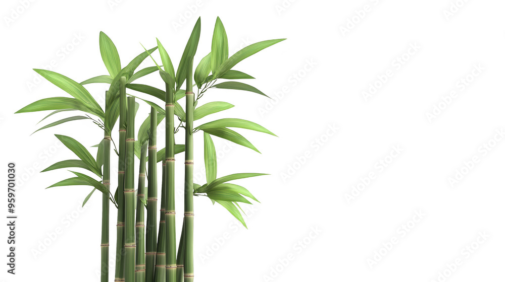 Fototapeta premium Lush green bamboo plants isolated transparent background