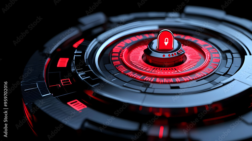 Futuristic Red Light Interface Control Panel Futuristic Red Light Interface Control Panel