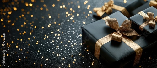 Luxury black gift boxes wit...