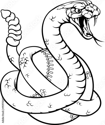 A rattlesnake snake animal baseball or softball sports team cartoon mascot
