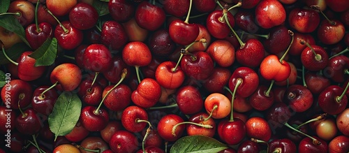 Ripe cherry berries in vari...