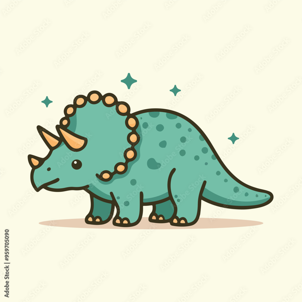 Adorable cute triceratops vector illustration in flat style Adorable cute triceratops vector illustration in flat style