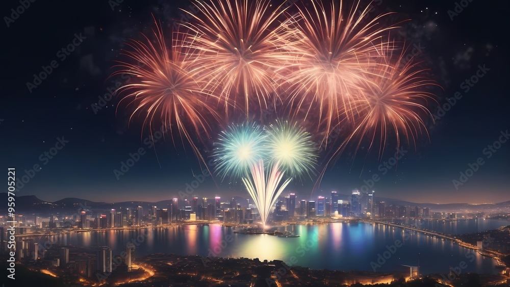 fireworks over the bright city fireworks over the bright city
