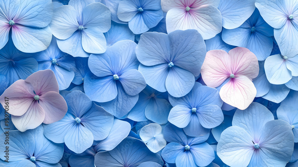 Blue and Pink Hydrangea Flowers Close Up Floral Background Blue and Pink Hydrangea Flowers Close Up Floral Background