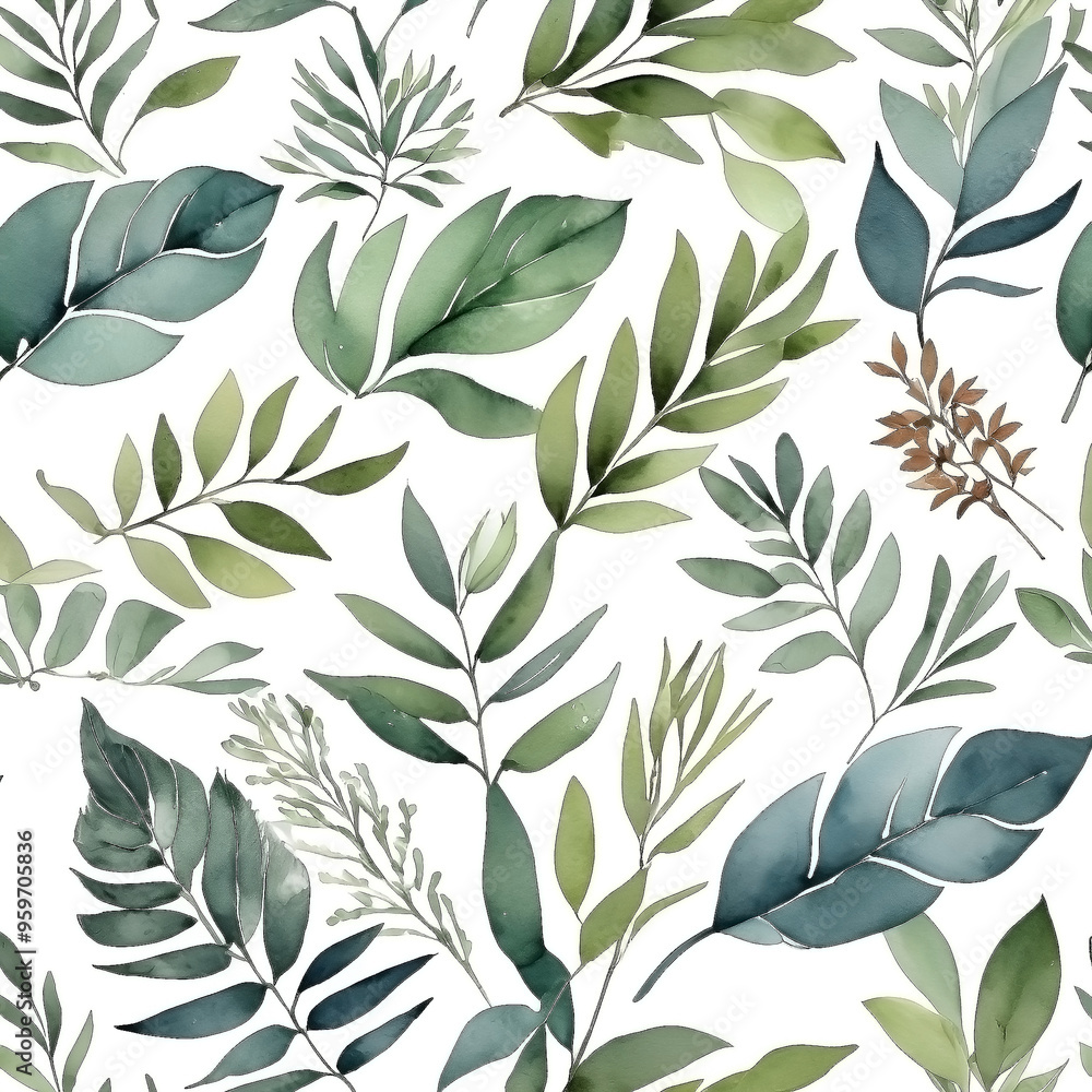 seamless Watercolor Pattern using botanical elements. seamless Watercolor Pattern using botanical elements.