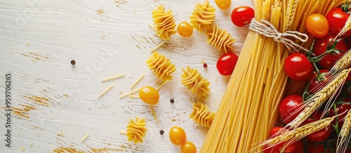 Pasta uncooked spaghetti on...
