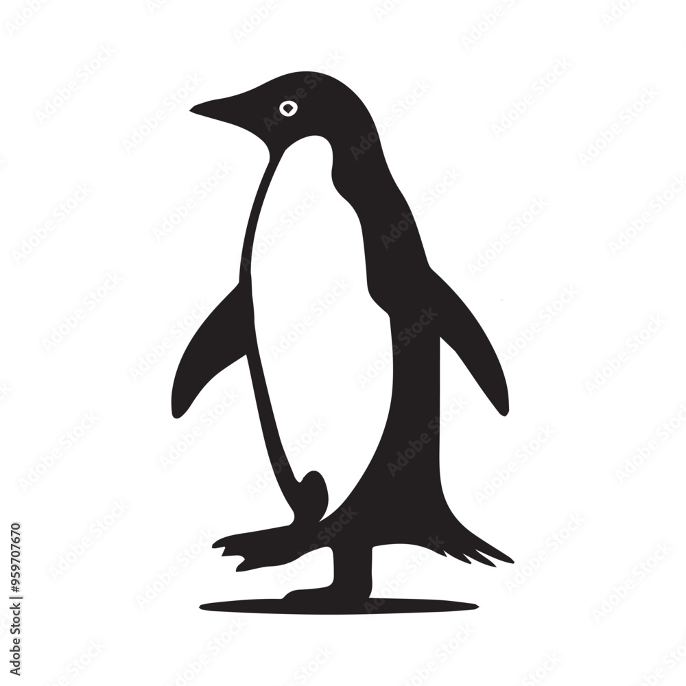 Fototapeta premium Penguin Bird Clipart - Adélie penguin Bird Vector illustration in black and white