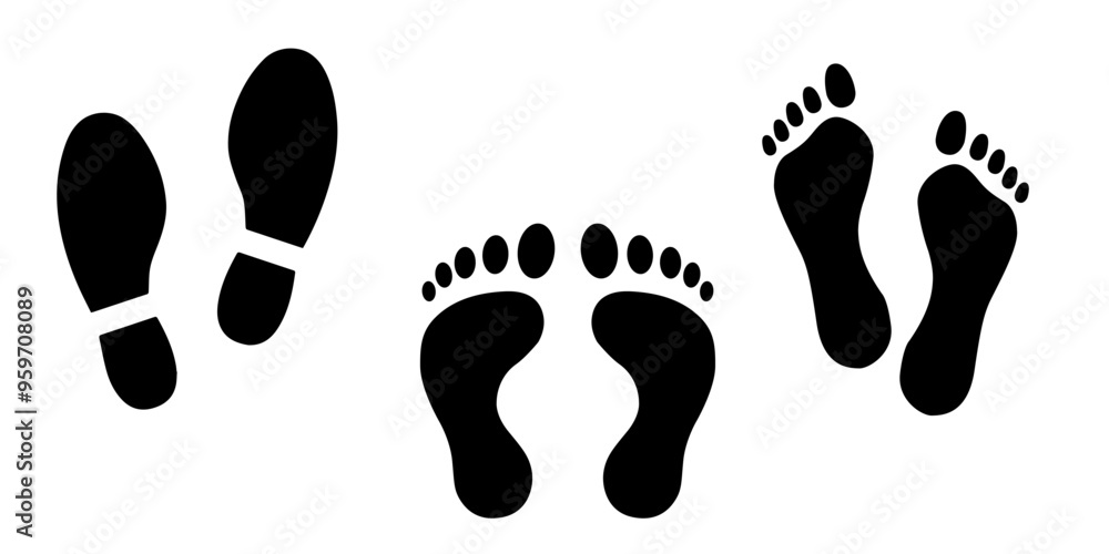 Footprint icon vector illustration, Trail shoes on white background. Footprint icon vector illustration, Trail shoes on white background.