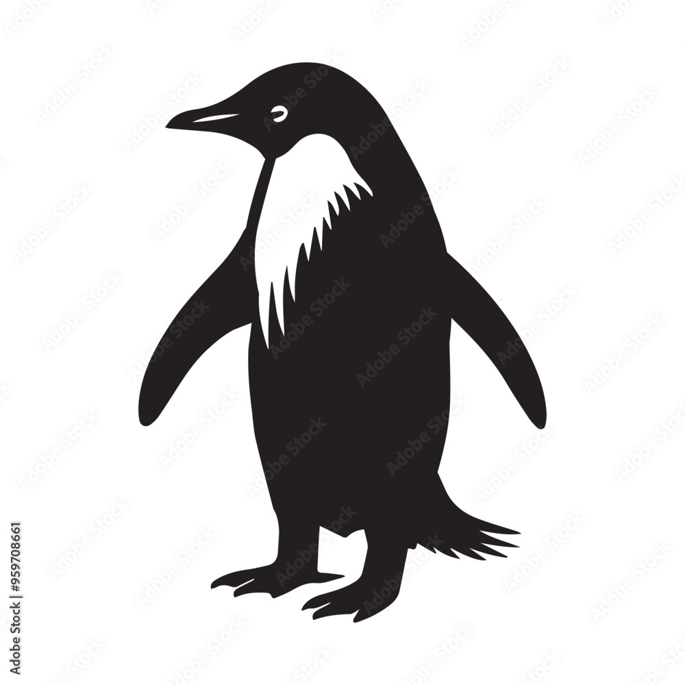 Fototapeta premium Penguin Bird Clipart - Adélie penguin Bird Vector illustration in black and white