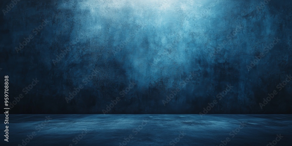 Matte Dark Blue Wall with Soft Spotlight and Subtle Shadow Matte Dark Blue Wall with Soft Spotlight and Subtle Shadow