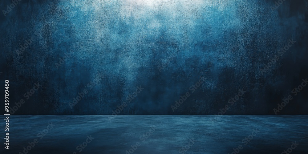 Matte Dark Blue Wall with Soft Spotlight and Subtle Shadow Matte Dark Blue Wall with Soft Spotlight and Subtle Shadow