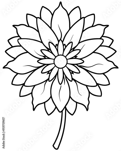 aster flower outline black and white cute coloring pages