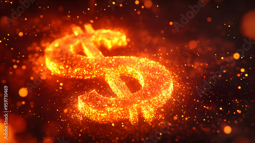 Glowing Dollar Sign Symbol Abstract Background