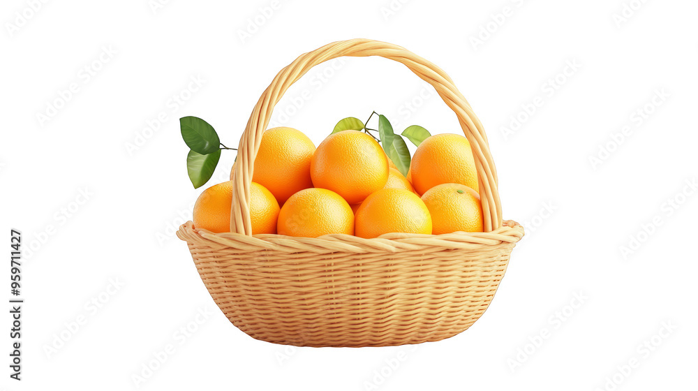 Fresh Oranges in a Wicker Basket Fresh Oranges in a Wicker Basket