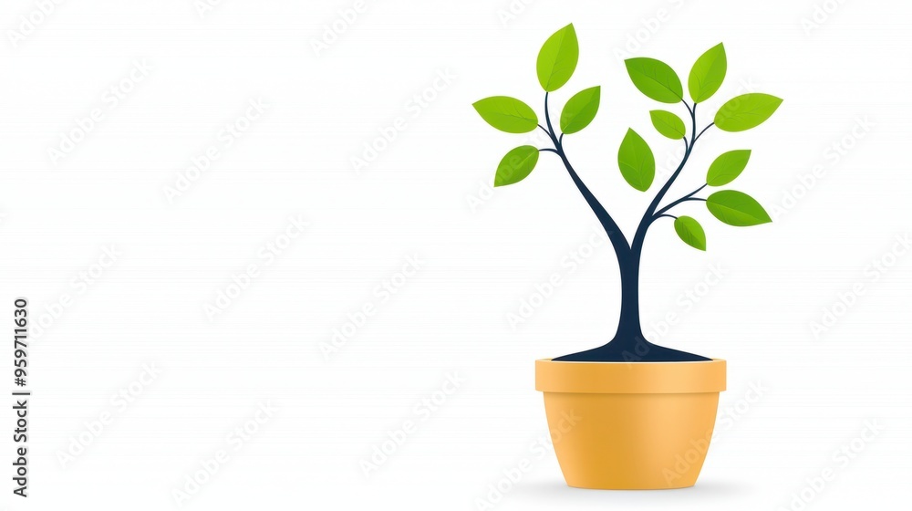 Obraz premium Wealth Sprouting: Financial Growth Illustrated with Money Trees, Flow Charts, and Account Registers