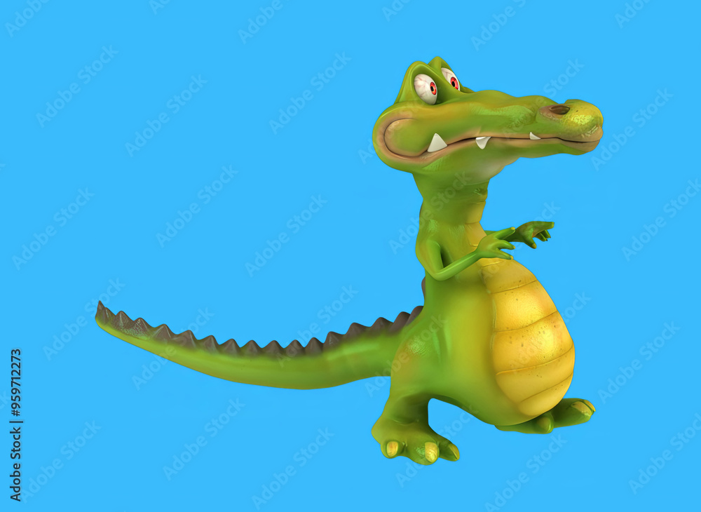 Fototapeta premium Fun 3D cartoon crocodile dancing