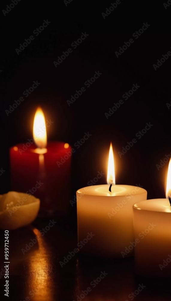 Soft light from flickering candles illuminates tranquil scene, inviting calming ambiance. Expression of regret, eternal memory and mourning. Religious ritual cult. Moments of reflection serenity. AI Soft light from flickering candles illuminates tranquil scene, inviting calming ambiance. Expression of regret, eternal memory and mourning. Religious ritual cult. Moments of reflection serenity. AI