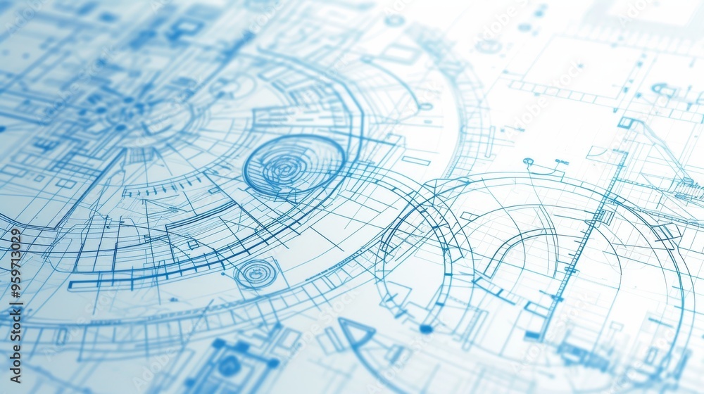 A close-up view of intricate technical blueprints featuring precise geometric shapes and measurements. Ideal for engineering, architecture, and design projects, this image showcases detailed planning A close-up view of intricate technical blueprints featuring precise geometric shapes and measurements. Ideal for engineering, architecture, and design projects, this image showcases detailed planning