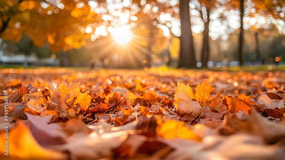 Autumn Leaves Sunlit Forest Floor Autumn Leaves Sunlit Forest Floor