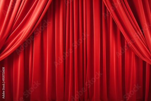 Red Stage Curtain. Theater stage with maroon red curtain.  Art performance background. photo