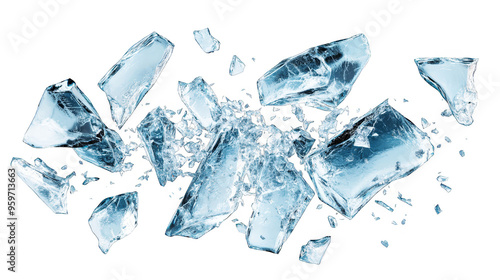 Shattered ice crystals transparent background