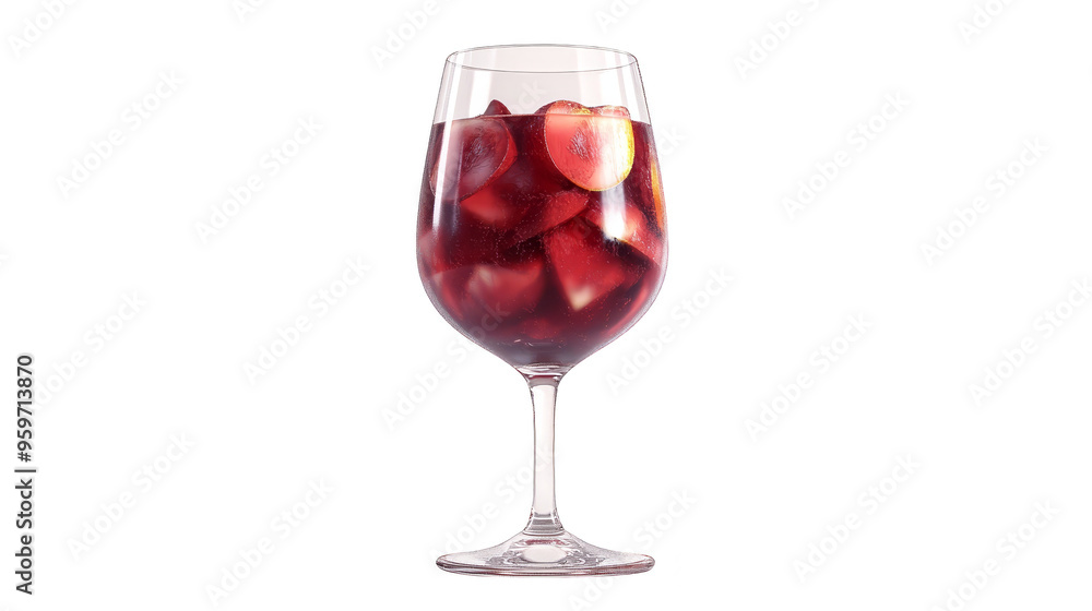 Red Wine Sangria in a Glass with Fruit and Ice Red Wine Sangria in a Glass with Fruit and Ice