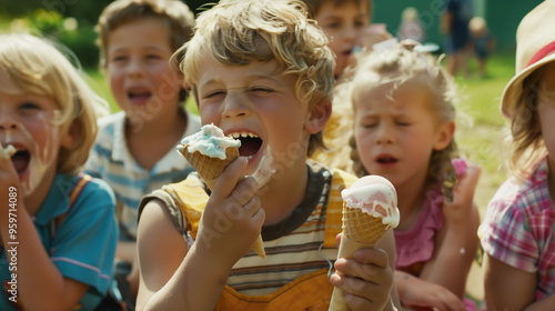 children eating ice cream