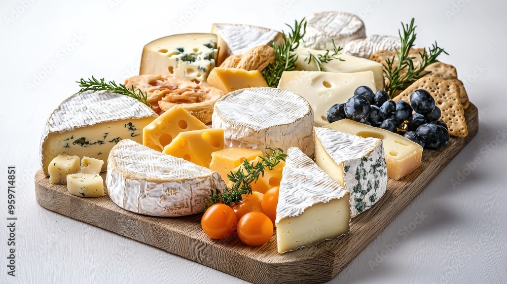Gourmet Cheese and Appetizer Platter on Wooden Table Gourmet Cheese and Appetizer Platter on Wooden Table