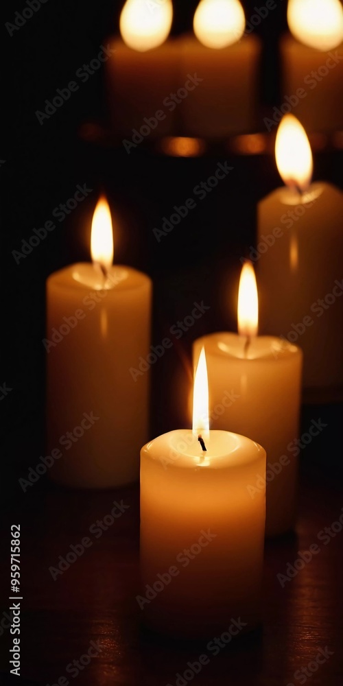 Soft light from flickering candles illuminates tranquil scene, inviting calming ambiance. Expression of regret, eternal memory and mourning. Religious ritual cult. Moments of reflection serenity. AI Soft light from flickering candles illuminates tranquil scene, inviting calming ambiance. Expression of regret, eternal memory and mourning. Religious ritual cult. Moments of reflection serenity. AI