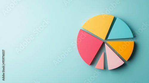 Colorful pie chart on blue background symbolizing data analysis and business statistics