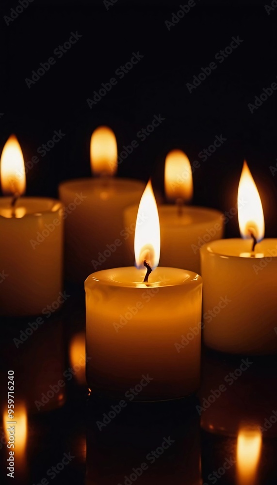 Soft light from flickering candles illuminates tranquil scene, inviting calming ambiance. Expression of regret, eternal memory and mourning. Religious ritual cult. Moments of reflection serenity. AI Soft light from flickering candles illuminates tranquil scene, inviting calming ambiance. Expression of regret, eternal memory and mourning. Religious ritual cult. Moments of reflection serenity. AI