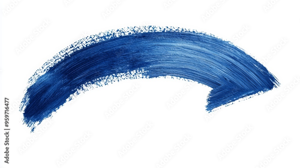 Curved blue arrow in a rough, hand-painted style, isolated on a white background, great for infographics or design elements Curved blue arrow in a rough, hand-painted style, isolated on a white background, great for infographics or design elements