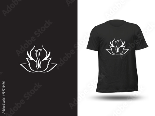 Phoenix Rising from Lotus  t shirt design