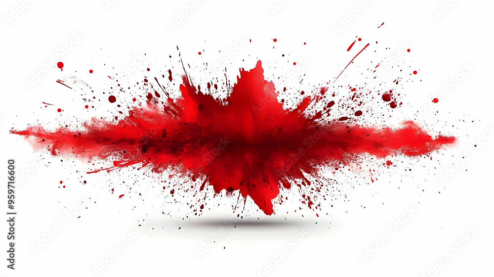 Red Paint Splatter Explosion on White Background Red Paint Splatter Explosion on White Background
