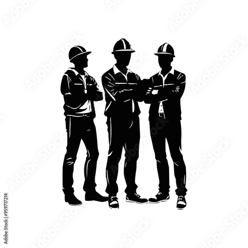 Engineers clipart vector collection, symbol, logos, icons isolated on transparent background. civil engineer team silhouette