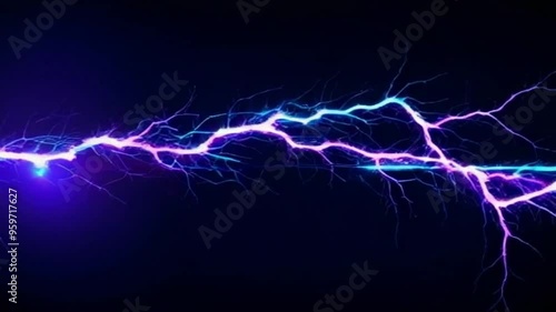 Dark background with crackling, animated electric surges or lightning bolts in neon colors like electric blue or violet