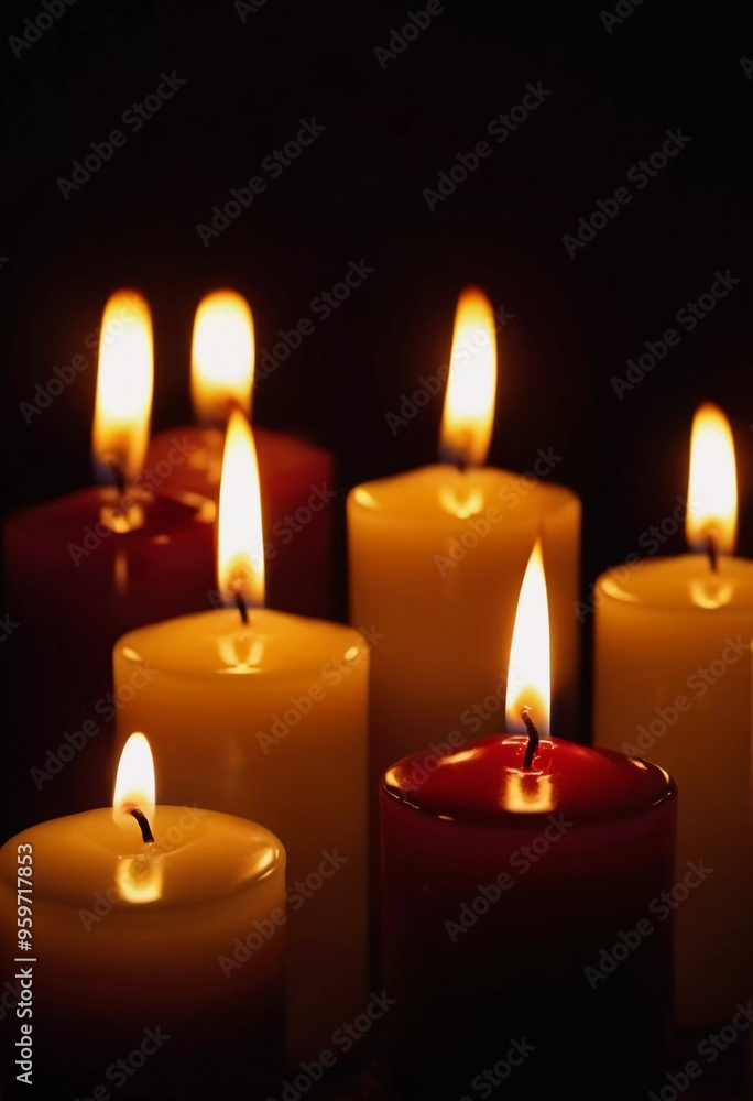 Soft light from flickering candles illuminates tranquil scene, inviting calming ambiance. Expression of regret, eternal memory and mourning. Religious ritual cult. Moments of reflection serenity. AI Soft light from flickering candles illuminates tranquil scene, inviting calming ambiance. Expression of regret, eternal memory and mourning. Religious ritual cult. Moments of reflection serenity. AI