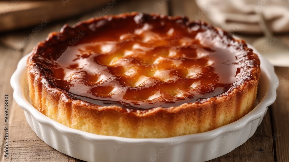 Delectable Lemon Tart: A rustic, golden-brown lemon tart, glistening with a luscious glaze, sits in a white ceramic dish on a wooden table. The perfect image for food blogs, magazines. Delectable Lemon Tart: A rustic, golden-brown lemon tart, glistening with a luscious glaze, sits in a white ceramic dish on a wooden table. The perfect image for food blogs, magazines.