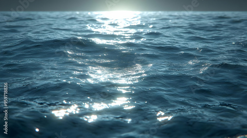 Ocean Water Surface with Sunlight Glare