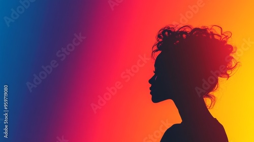 Silhouette Portrait Against Vibrant Gradient Background