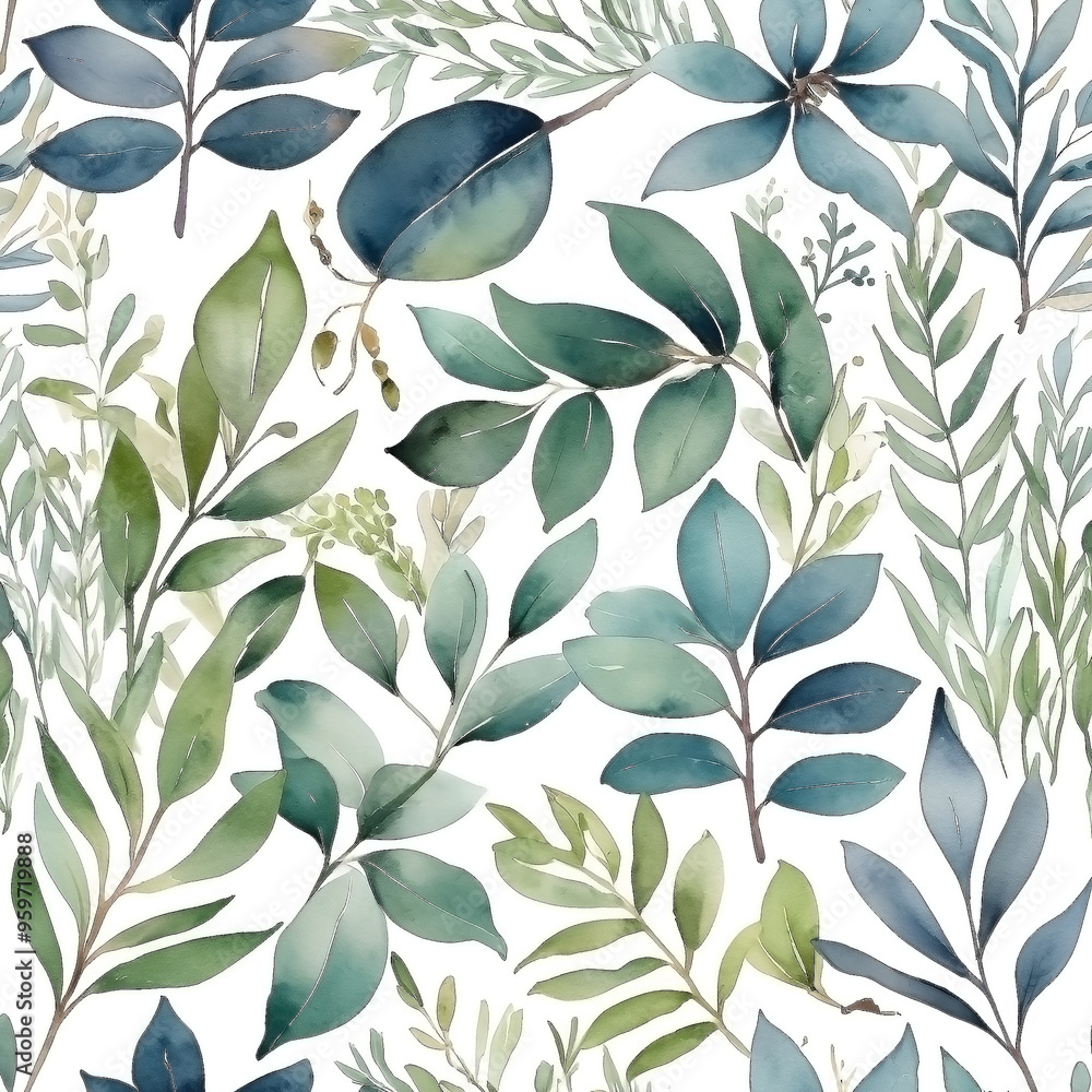 seamless Watercolor Pattern using botanical elements. seamless Watercolor Pattern using botanical elements.
