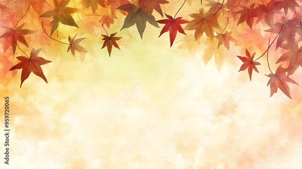 A delicate illustration of autumn maple leaves in warm shades of orange, red, and yellow, scattered across the top and sides of the frame. A delicate illustration of autumn maple leaves in warm shades of orange, red, and yellow, scattered across the top and sides of the frame.
