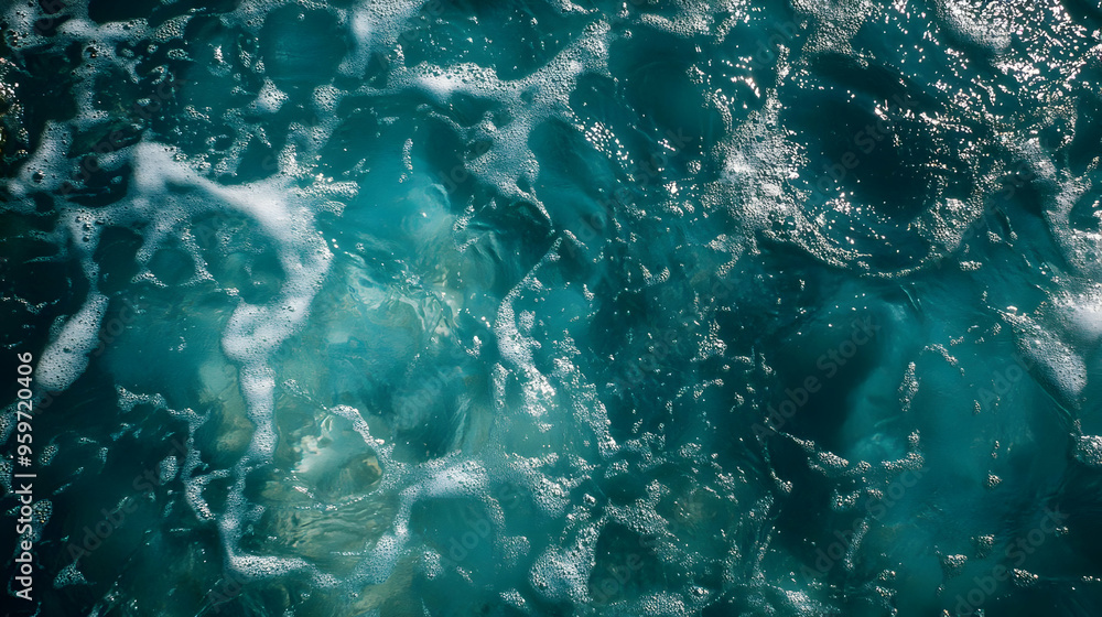Turquoise Water with White Foam Bubbles Turquoise Water with White Foam Bubbles