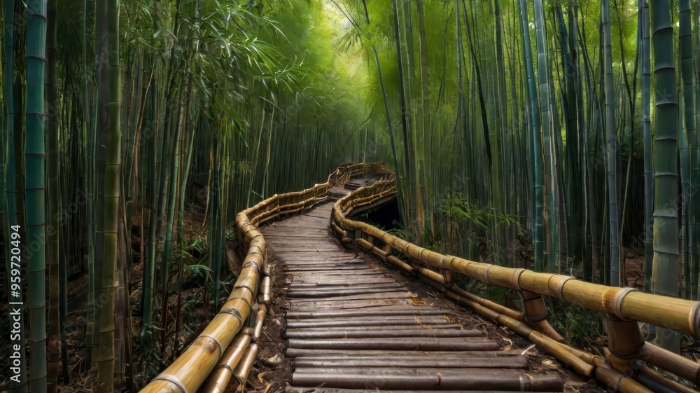 Fototapeta premium Trail leading through Chinese bamboo forest 
