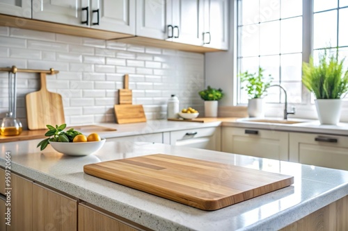 cutting board on clean modern kitchen counter