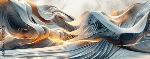 Abstract 3D landscape with layered elements, 4K hyperrealistic photo