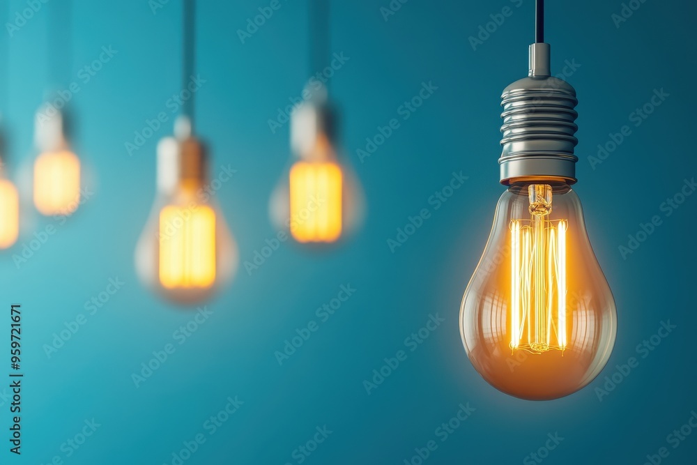 Radiant Showcase of Stylish Light Bulbs Against a Vibrant Turquoise Background of Serenity Radiant Showcase of Stylish Light Bulbs Against a Vibrant Turquoise Background of Serenity