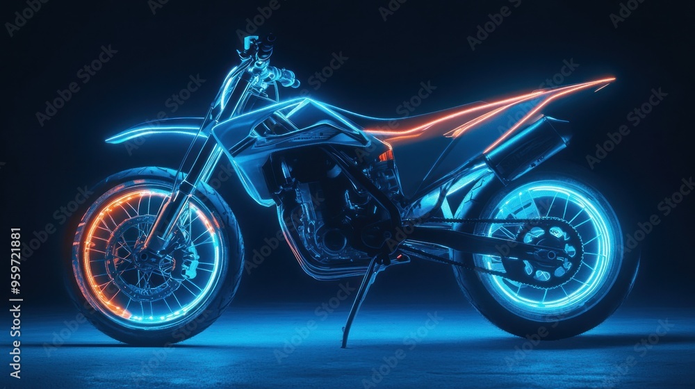 Fototapeta premium Neon Motorcycle