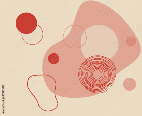 Abstract seamless pattern with geometric forms in dark orange and wine colours